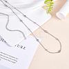 Simple Long Chain Necklace with Beads Stainless Steel Sweater Necklace Adjustable Chain Necklace Trendy Statement Necklace Neck Jewelry for Women JN1103A-4