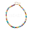 Dyed Natural Shell Colorful Nuggets Beaded Necklaces for Women NJEW-JN06002-3