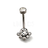 304 Stainless Steel Clear Cubic Zirconia Curved Barbell Belly Button Rings AJEW-D306-03P-02-2