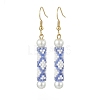 Glass Pearl & Seed Column Dangle Earrings EJEW-MZ00059-01-1