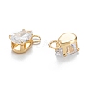 Brass Clear Cubic Zirconia Charms ZIRC-G170-13G-2
