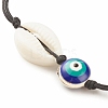 Acrylic Shell & Enamel Evil Eye Braided Bead Bracelet BJEW-JB08130-02-4