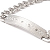 Rectangle 304 Stainless Steel Link Bracelet with Crystal Rhinestone for Men Women STAS-P304-13P-2