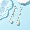 Natural Cultured Freshwater Pearl Beads with Brass Dangle Earrings EJEW-JE05757-2