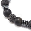 Natural Lava Rock & Synthetic Hematite Beaded Stretch Bracelet BJEW-JB08456-4