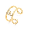 Clear Cubic Zirconia Initial Letter Open Cuff Ring RJEW-A012-01G-F-3