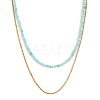 18K Gold Plated Stainless Steel & Natural Amazonite Beaded Double Layer Necklaces for Women QW1726-1-1