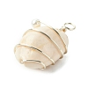 Natural Cowrie Shell Copper Wire Wrapped Pendants PALLOY-TA00196-02-4
