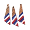Independence Day Opaque Striped Resin & Walnut Wood Pendants RESI-U010-02F-1