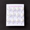 6 Pair Shell Pearl Round Ball Stud Earrings EJEW-A067-18B-3