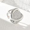 Brass Micro Pave Cubic Zirconia Cuff Open Rings for Women CU-CBA760A-13B-P-2