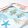 5Pcs Brass Brooches JEWB-GA00003-4