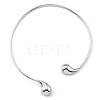 304 Stainless Steel Teardrop Open Cuff Choker Necklaces for Women NJEW-R003-01P-01-2