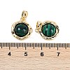 Brass Pave Synthetic Malachite Flat Round Charms KK-U043-42G-C-3