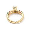 Brass Micro Pave Colorful Cubic Zirconia Open Cuff Ring for Women LS-RJEW-Z055-03G-01-3