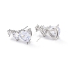 Heart Clear Cubic Zirconia Stud Earrings for Her EJEW-C002-12P-RS-2