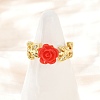Flower Resin Cuff Rings RJEW-P155-01A-G-2