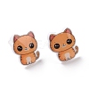 Acrylic Cat Stud Earrings with Platic Pins for Women EJEW-F293-04D-2