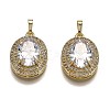 Golden Plated Brass Micro Pave Clear Cubic Zirconia Pendants ZIRC-F123-02E-1