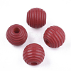 Painted Natural Wood Beehive Beads WOOD-S049-04A-06-1