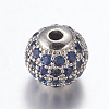 Brass Micro Pave Cubic Zirconia Beads ZIRC-E134-8mm-02-2