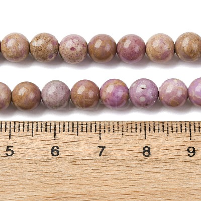 Natural Lepidolite/Purple Mica Stone Beads Strands G-K401-A01-6mm-1