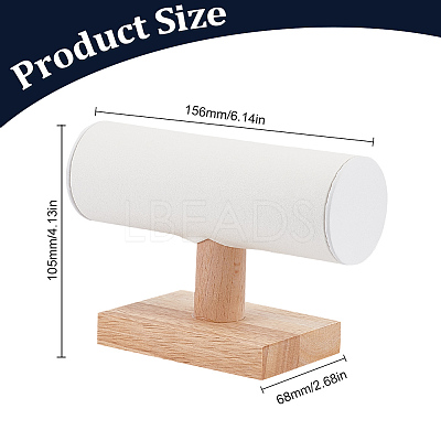 T-Shaped Bar PU Leather Bracelet Display Stands with Wooden Base AJEW-WH0471-127C-1