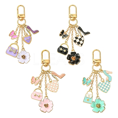 Flower/Bag/Heart Alloy Enamel Pendant Decoration HJEW-FS00025-01-1