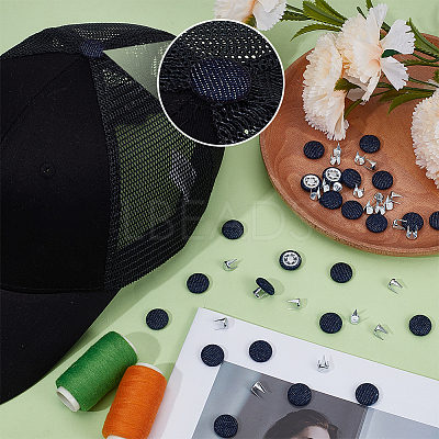 24 Bags Flat Round Cloth Cap Nail Buttons BUTT-BC0001-21F-1