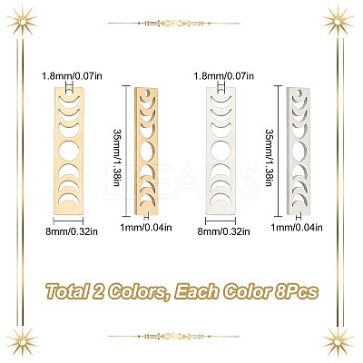 16Pcs 2 Colors 201 Stainless Steel Pendants STAS-SC0005-10-1