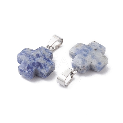 Natural Blue Spot Jasper Pendants G-K359-02P-01-1