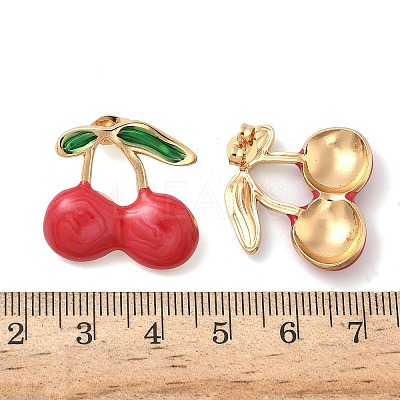Cherry 304 Stainless Steel Enamel Stud Earrings EJEW-B156-01G-1