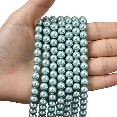 Eco-Friendly Dyed Glass Pearl Round Beads Strands HY-A002-8mm-RB106-1