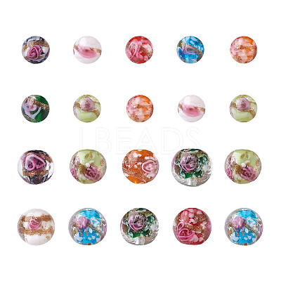 Handmade Gold Sand Lampwork Beads LAMP-CD0001-06-1