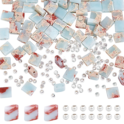 1 Strand Rectangle Synthetic Aqua Terra Jasper Beads Strands G-NB0005-58-1