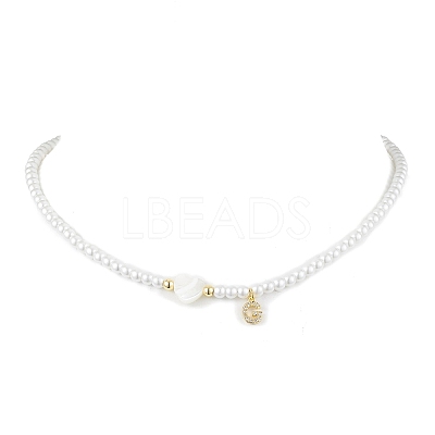 Brass Micro Pave Grade AAA Cubic Zirconia Letter Pendant Necklaces NJEW-JN04771-07-1