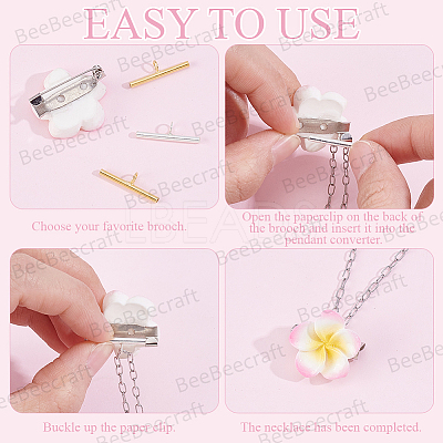 4Pcs 2 Colors 925 Sterling Silver Pin to Pendant Converter STER-BBC0009-17C-1