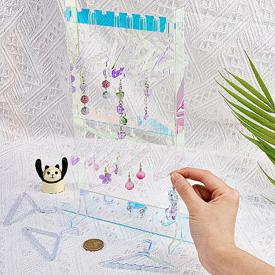 Laser Style Acrylic Earring Display Stands EDIS-WH0029-31-1