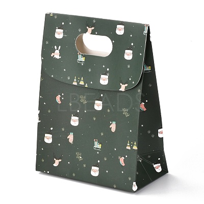 Christmas Themed Pattern Rectangle Kraft Paper Flip Bags CARB-L008-02S-02-1
