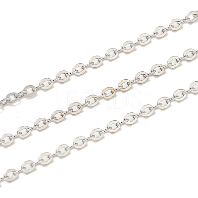 Anti-Tarnish Rhodium Plated 925 Sterling Silver Flat Cable Chains STER-F052-04P-05-1