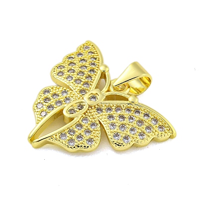 Brass Micro Pave Clear Cubic Zirconia Pendants KK-R159-30G-1