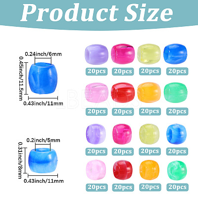 320Pcs 16 Colors Acrylic European Beads MACR-PA0001-75-1