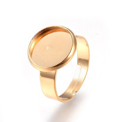 Ion Plating(IP) Adjustable 201 Stainless Steel Finger Rings Components STAS-G187-01G-12mm-1