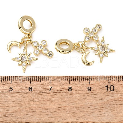 Ocean Brass Pave Clear Cubic Zirconia European Dangle Charms KK-H278-03G-06-1