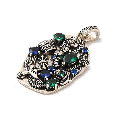 Rack Plating Brass Micro Pave Cubic Zirconia with Sea shell Pendants KK-Q795-15C-AS-1