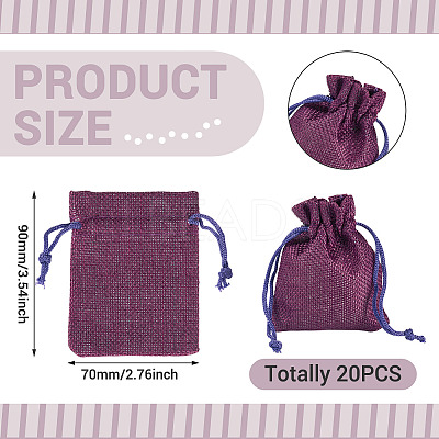 20Pcs Rectangle Polyester Imitation Burlap Packing Pouches Drawstring Bags ABAG-TA0002-02-1