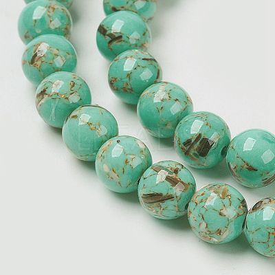 Sea Shell and Synthetic Turquoise Assembled Beads Strands G-G758-07-6mm-1