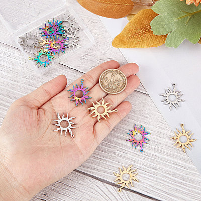 18Pcs 3 Colors 304 Stainless Steel Pendants STAS-BBC0001-77-1