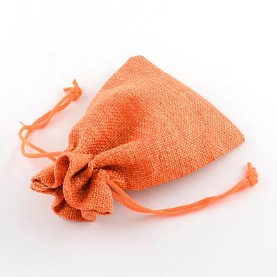 Polyester Imitation Burlap Packing Pouches Drawstring Bags X-ABAG-R005-14x10-11-1