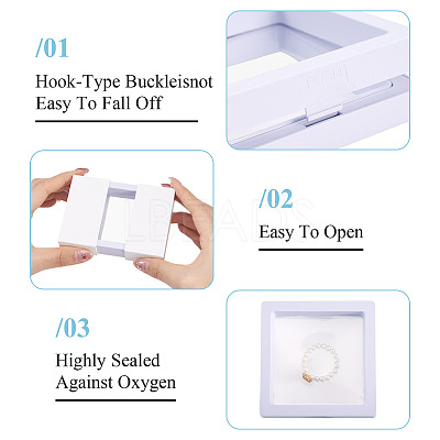 3 Bags 3 Styles Square Transparent PE Thin Film Suspension Jewelry Display Box CON-TA0001-38G-1